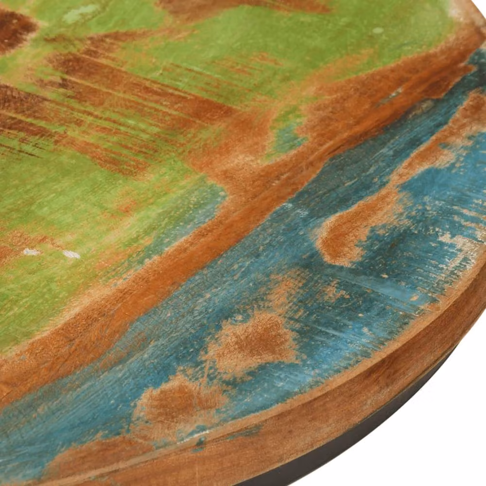 Berkfield Home Set of 3 Round Nesting Tables in Black and Multicolour Reclaimed Solid Wood and Metal – 5