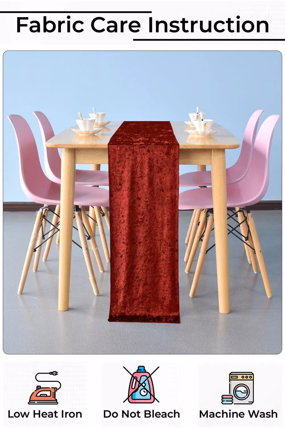 Neel Blue Red Crushed Velvet Table Runner, W/H: 33 x 274 cm – 4