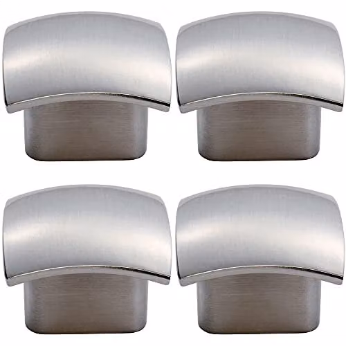 Loops 4 Pack Brushed Silver Convex Face Cupboard Door Knob, W: 33 mm, D: 3.3 cm