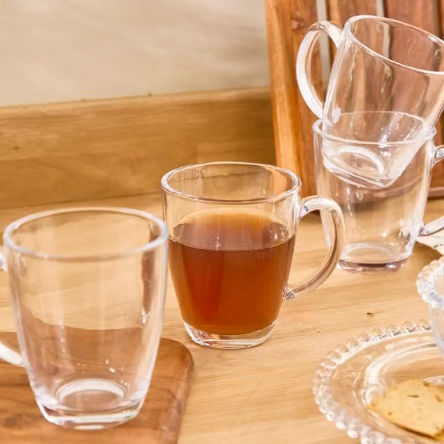 Dibor Set of 4 Transparent Glass Coffee Mugs, 360ml per cup – 1