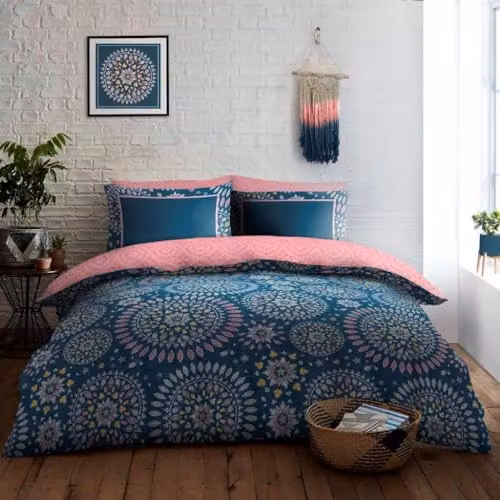 GC GAVENO CAVAILIA Reversible Double Duvet Cover and Pillowcase Set, Multicolour Floral Boho Polycotton Bedding, W/D/H: 200 x 200 cm, Pillowcases: 50 x 75 cm