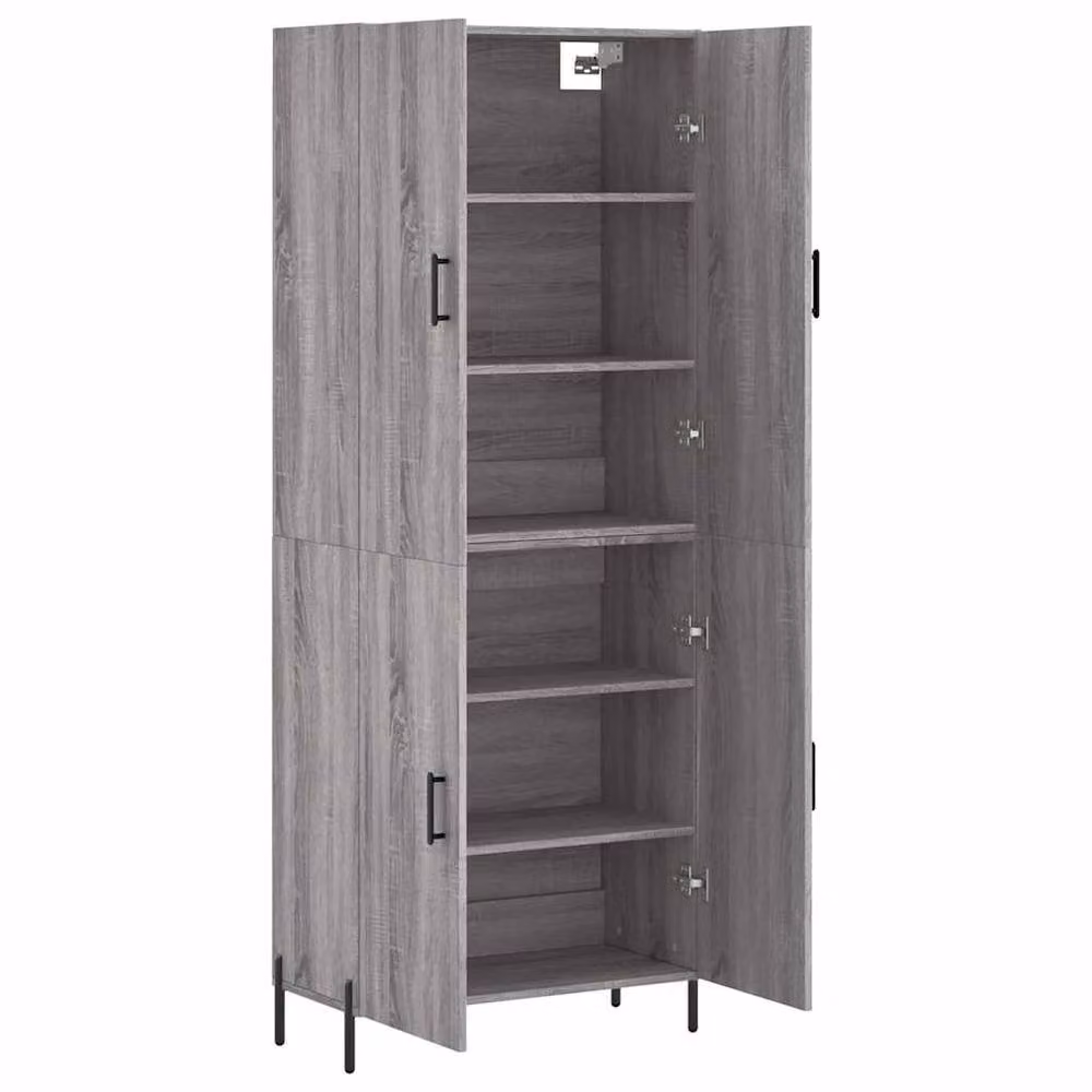 Berkfield Home Modern Grey Matt Highboard with Hinged Doors and Internal Shelves, W/D/H: 69.5 x 34 x 180 cm – 3