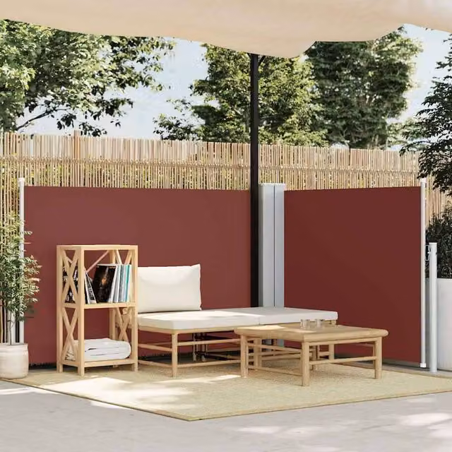 Berkfield Home Retractable Single Side Awning in Brown and Burgundy, W/H: 120 x 1000 cm