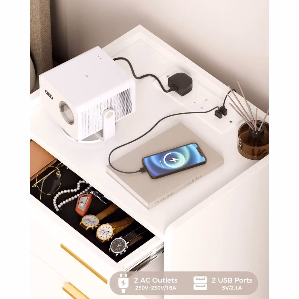 SPETLEK Mondeer LED Bedside Table in White with Integrated Lighting – 3