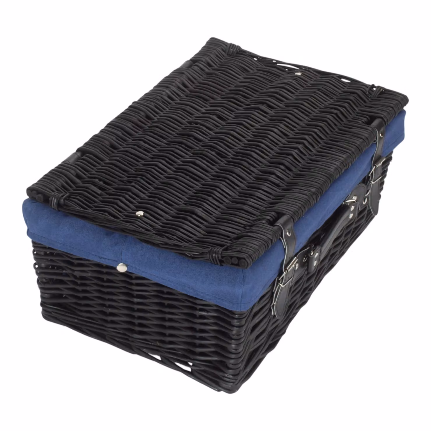Red Hamper Wicker Picnic Basket with Blue Lining and Open Weave Design – 2