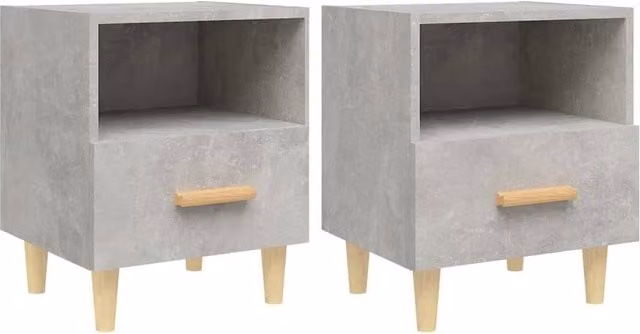 Berkfield Home Bedside Cabinets, 2 Piece Set, Concrete Grey, W/D/H: 40 x 35 x 47 cm