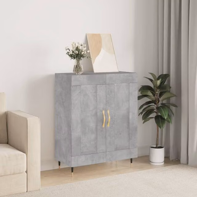 Berkfield Home Sideboard in Concrete Grey, MDF, W: 69.5 cm, D: 34 cm, H: 90 cm – 1