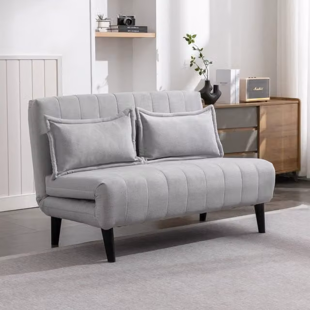 More4Homes Harper Folding Clic Clac Fabric Lounge Futon Sofa Bed in Grey, W: 186.5 cm, D: 83 cm, H: 125.5 cm
