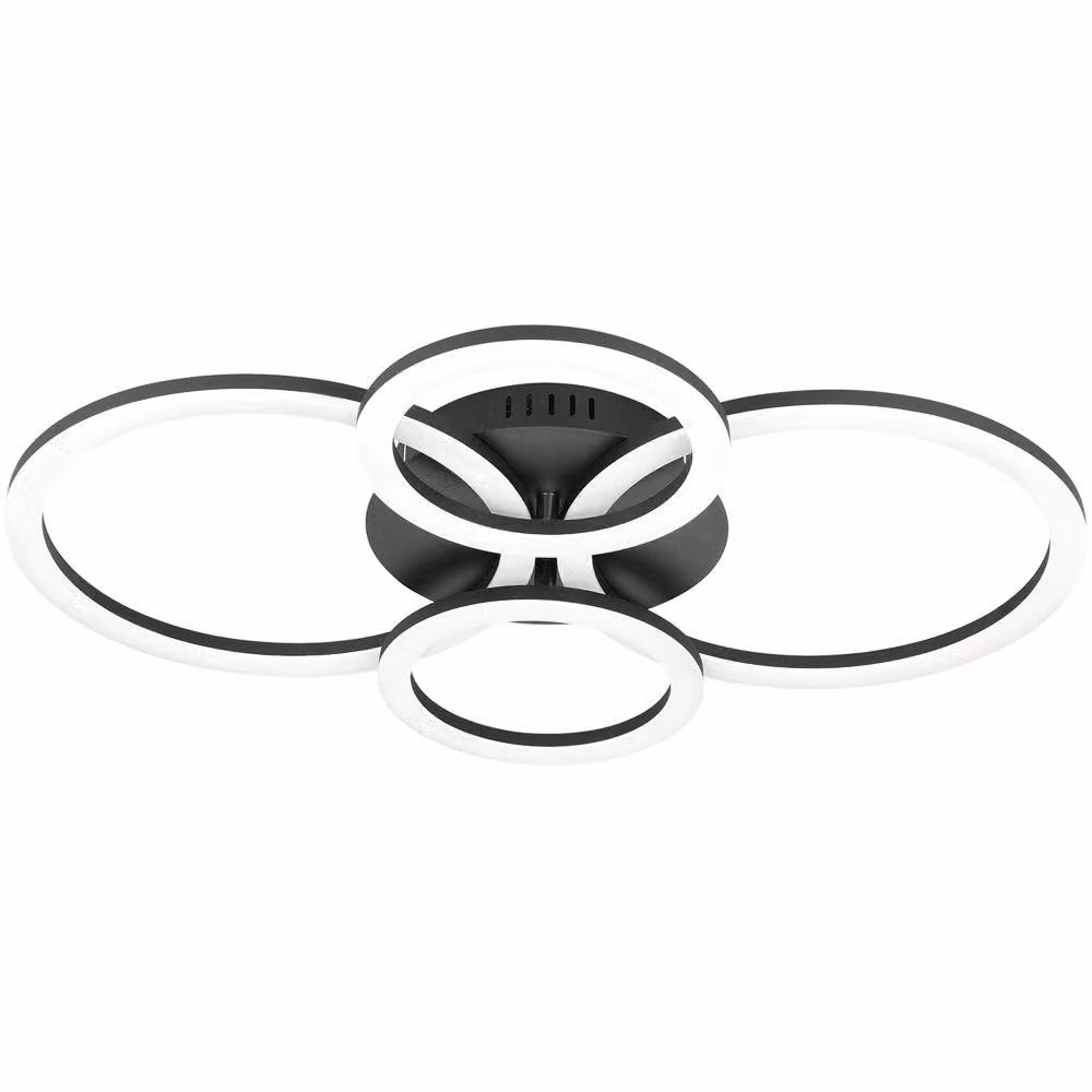 Loops Modern Black Metal Ring Pendant Light with Warm White LED Bulb – 2