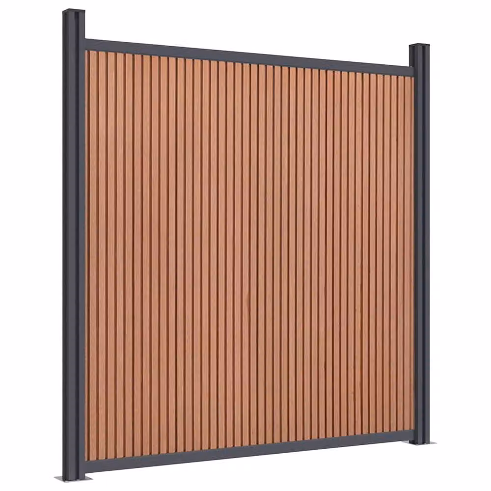 Berkfield Home Durable WPC and Aluminium Fence Panel, Brown, W: 526 cm, H: 186 cm – 3