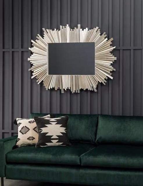 Gallery Direct Herzfeld Extra Large Rectangular Wall Mirror in Silver