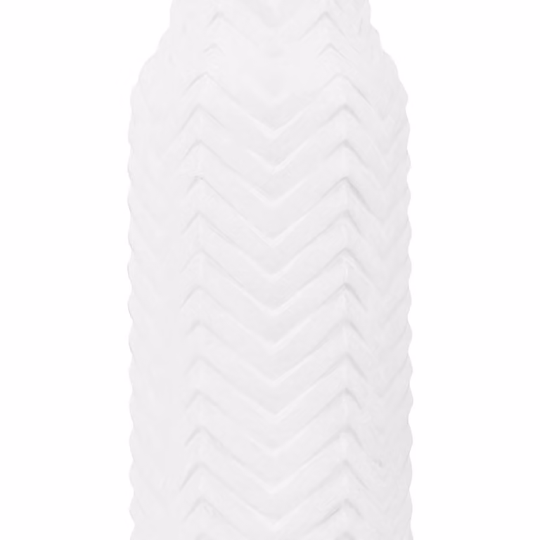 Wyld and Coco Glamstone White Ribbed Ceramic Stoneware Vase