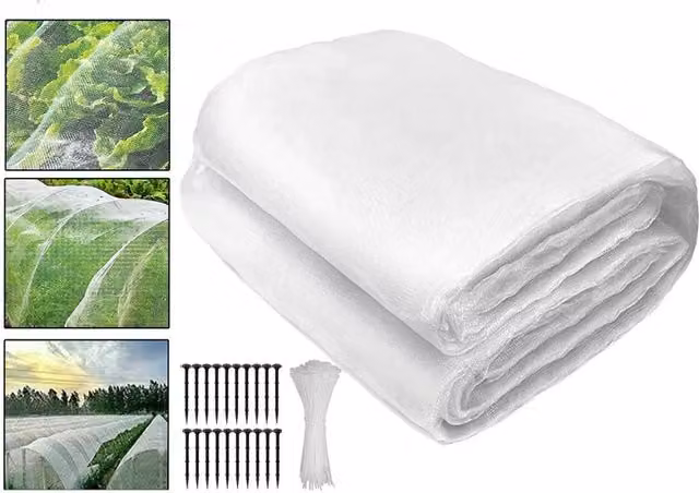SPETLEK White Plastic Garden Netting for Vegetable Crops and Insect Protection, 10m