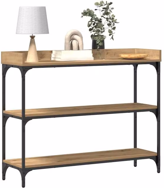 Berkfield Home Modern Artisan Oak Console Table in Brown, W/D/H: 100 x 30 x 80 cm