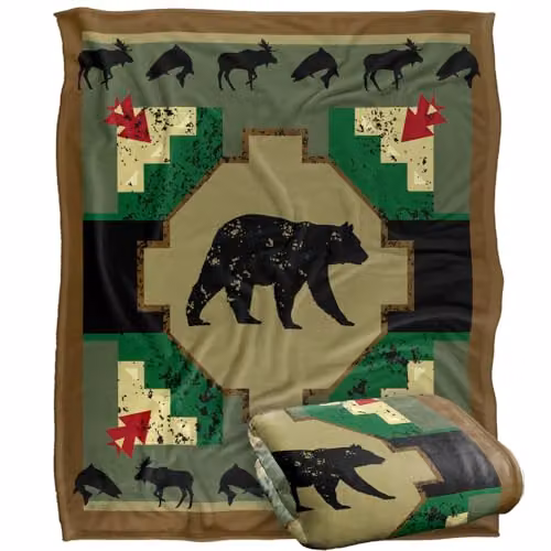 JQ Licensing Southwest Bear 2 Silky Touch Super Soft Fleece Throw Blanket, White and Multicolour, W/D: 152 x 127 cm – 1