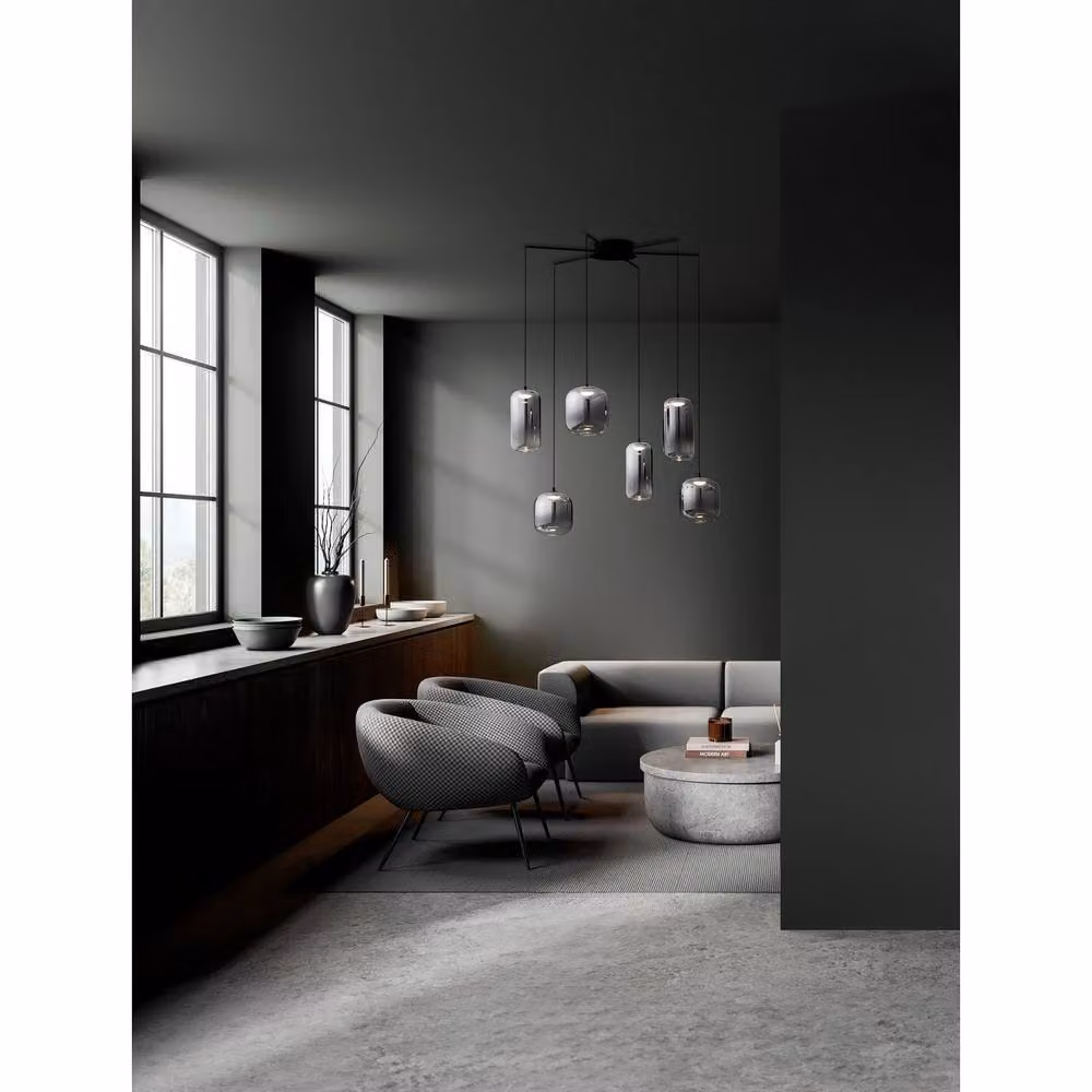 Netlighting Aelia Cluster Pendant Light in Smokey Black and Grey, Dimmable LED 25W 1500lm – 2