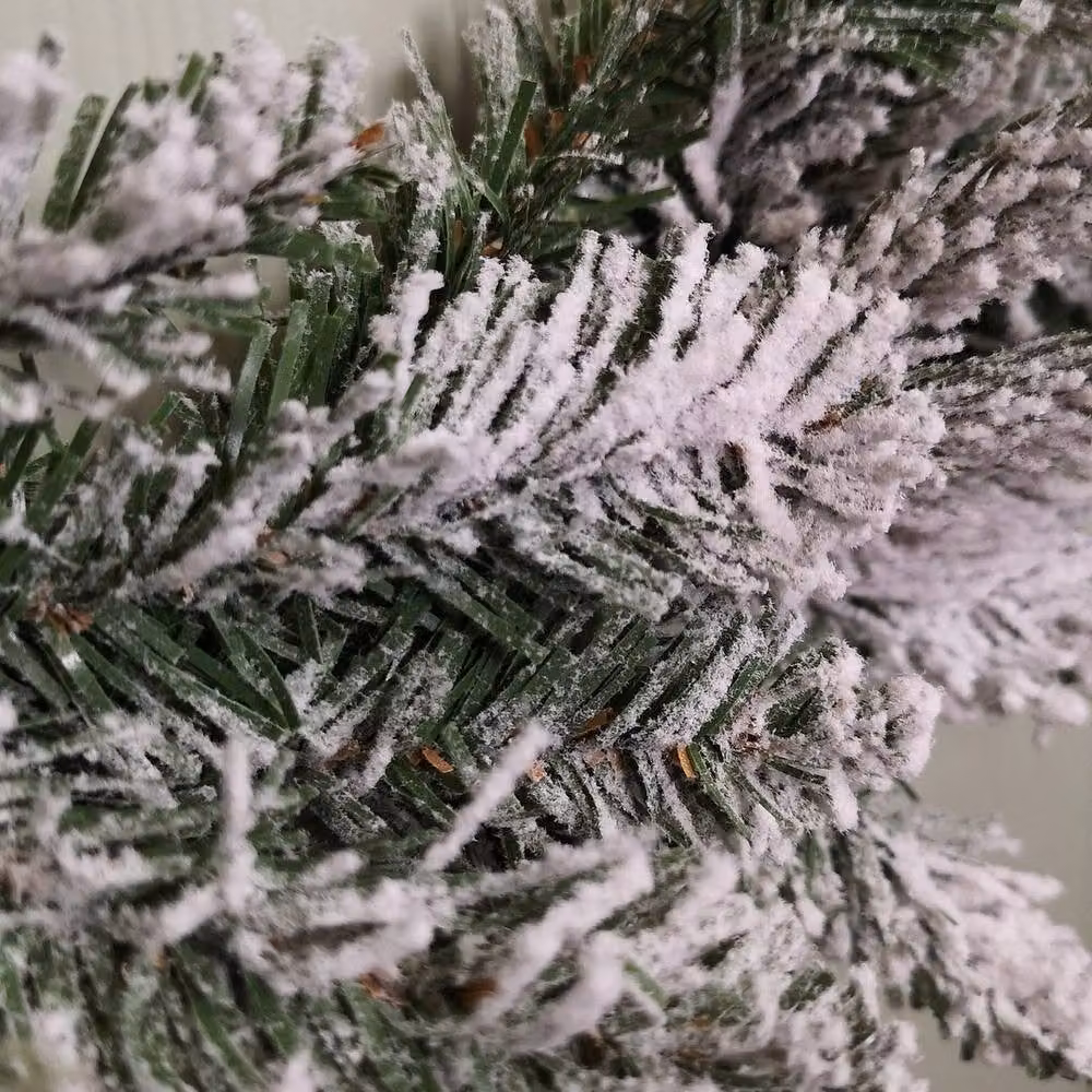 FLAVORA Snow Flocked Green and Grey Christmas Wreath Decoration – 2