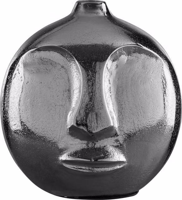 Interiors by Premier Fabia Modern Ribbed Tabletop Vase in Black and Silver Metal