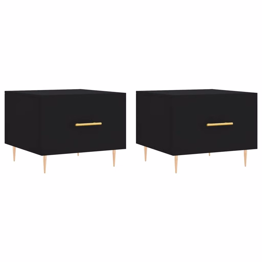Berkfield Home Set of 2 Black Square Coffee Tables in Engineered Wood, W/D/H: 50 x 50 x 40 cm – 1