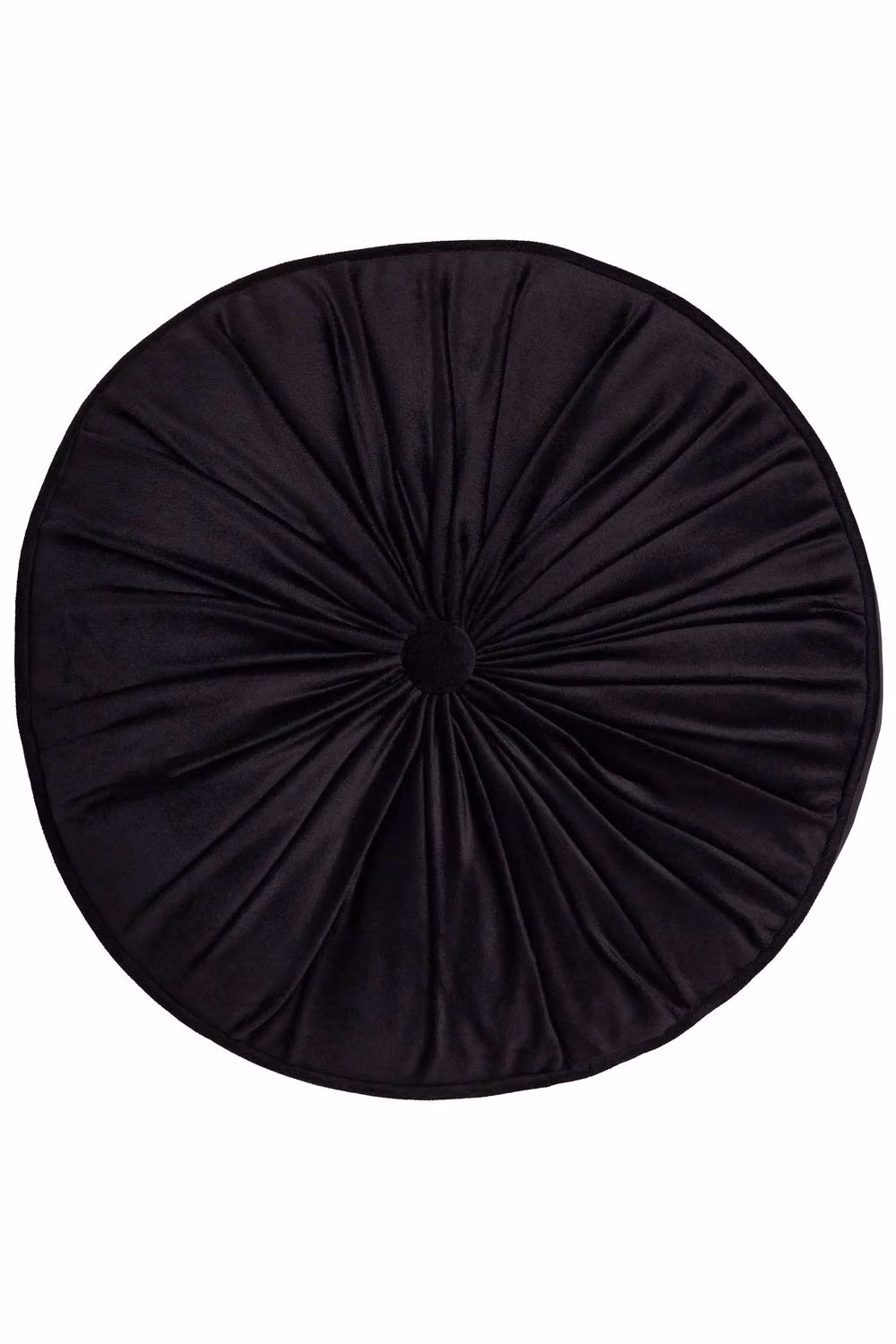 House of Llewelyn-Bowen Round Pleat Velvet Cushion in Black, Diameter: 40 cm – 2