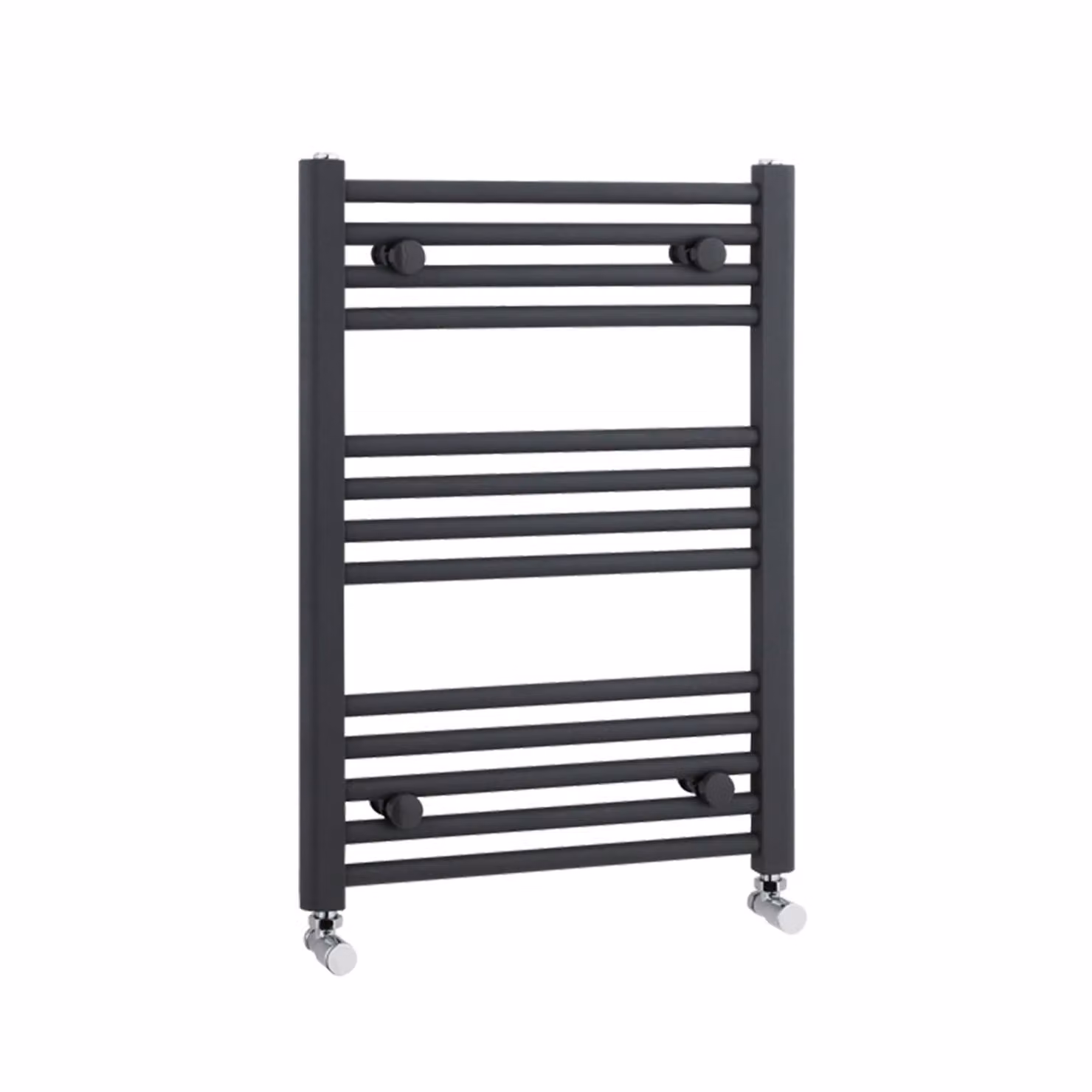 Arno Anthracite Heated Towel Rail Straight Ladder W: 50 cm, H: 70 cm, D: 70 cm