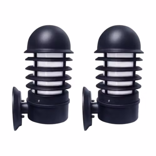First Choice Lighting Mason Set of 2 Black Louvred Outdoor Wall Lights – 5