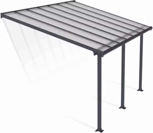 Palram Olympia Patio Cover in Grey and Transparent Polycarbonate, W: 300 cm, D: 425 cm, H: 305 cm