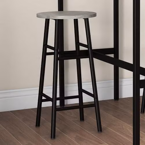 HOMCOM 3 Piece Industrial Bar Table and Stool Set in Grey and Black – 5
