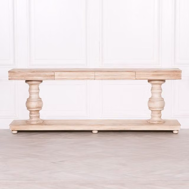 Glasstone Wooden Console Table with Drawers in Brown, W/D/H: 239.5 x 46.0 x 88.0 cm