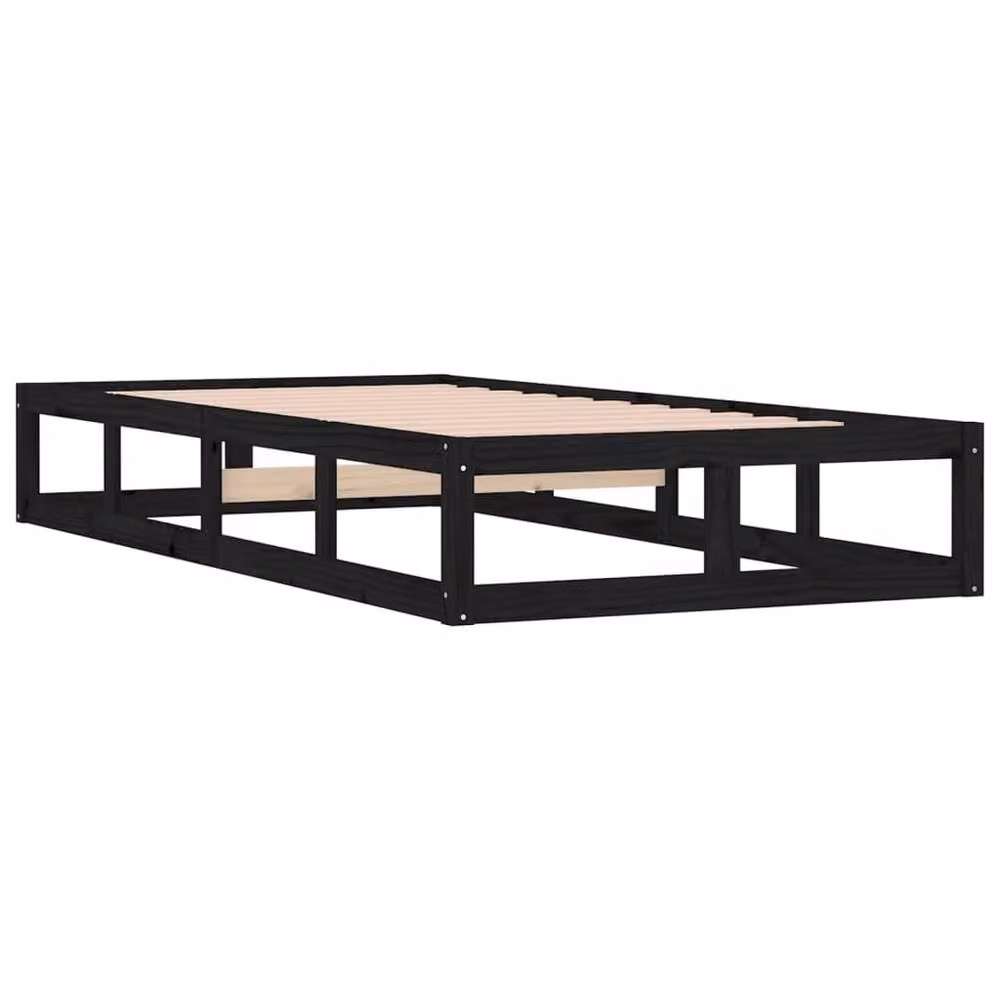 Berkfield Home Beautiful Small Single Solid Wood Bed Frame, Black, W/D/H: 75 x 190 x 28 cm – 3