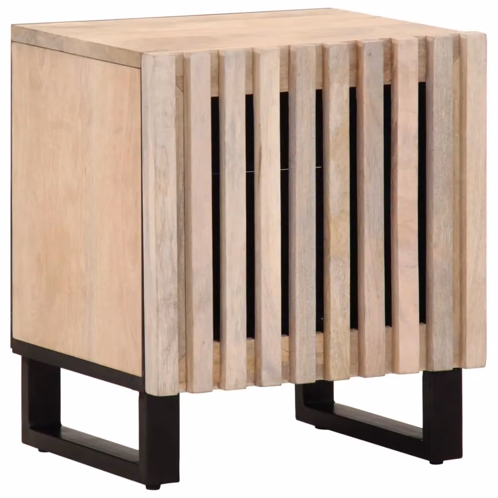 Berkfield Home Set of 2 Bedside Cabinets in Brown Solid Bleached Mango Wood, W: 40 cm, D: 34 cm, H: 46 cm – 2