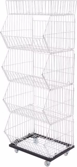 VOGREX 5-Tier Freestanding Metal Retail Display Rack for Fruit, Vegetables and Snacks in White