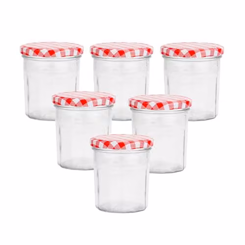 Simpa 6 Pack Clear Glass Wide Mouth Jam and Pickle Jars with Airtight Screw Top Lids, 324ml per jar – 1