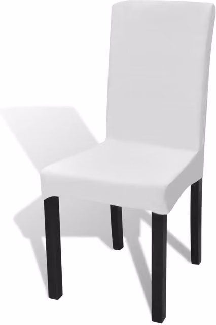 Berkfield Home 6 Piece White Straight Stretchable Dining Chair Covers