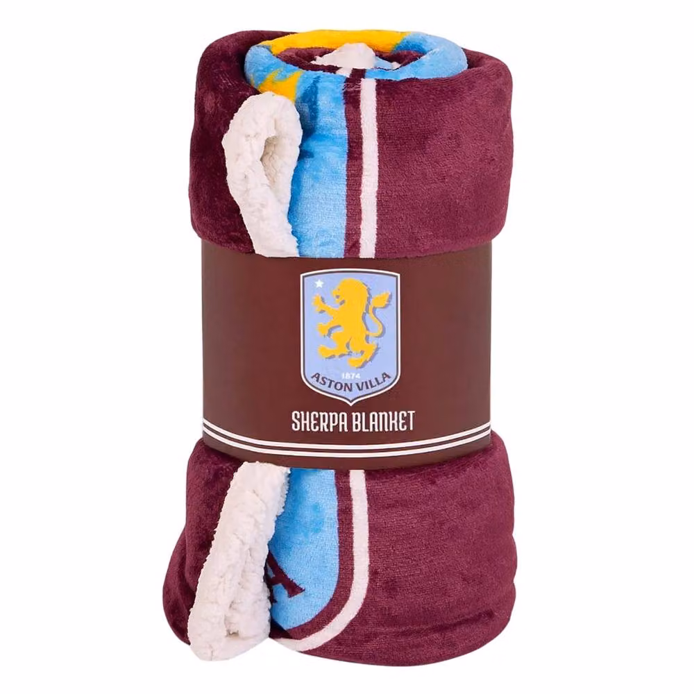 Aston Villa FC Fluffy Sherpa Fleece Blanket in Burgundy and Red – 3