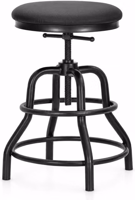 EONLION Adjustable Swivel Counter Stool in Black with Synthetic Leather Seat and Metal Frame