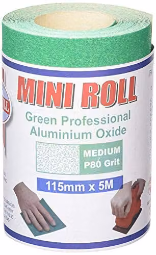 Faithfull Aluminium Oxide Sandpaper Roll, Green, W: 115 mm, L: 5 m, 80 Grit