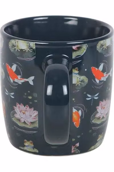KDMD Pond Print Mug in Teal and Blue Floral Design, 350 ml – 3