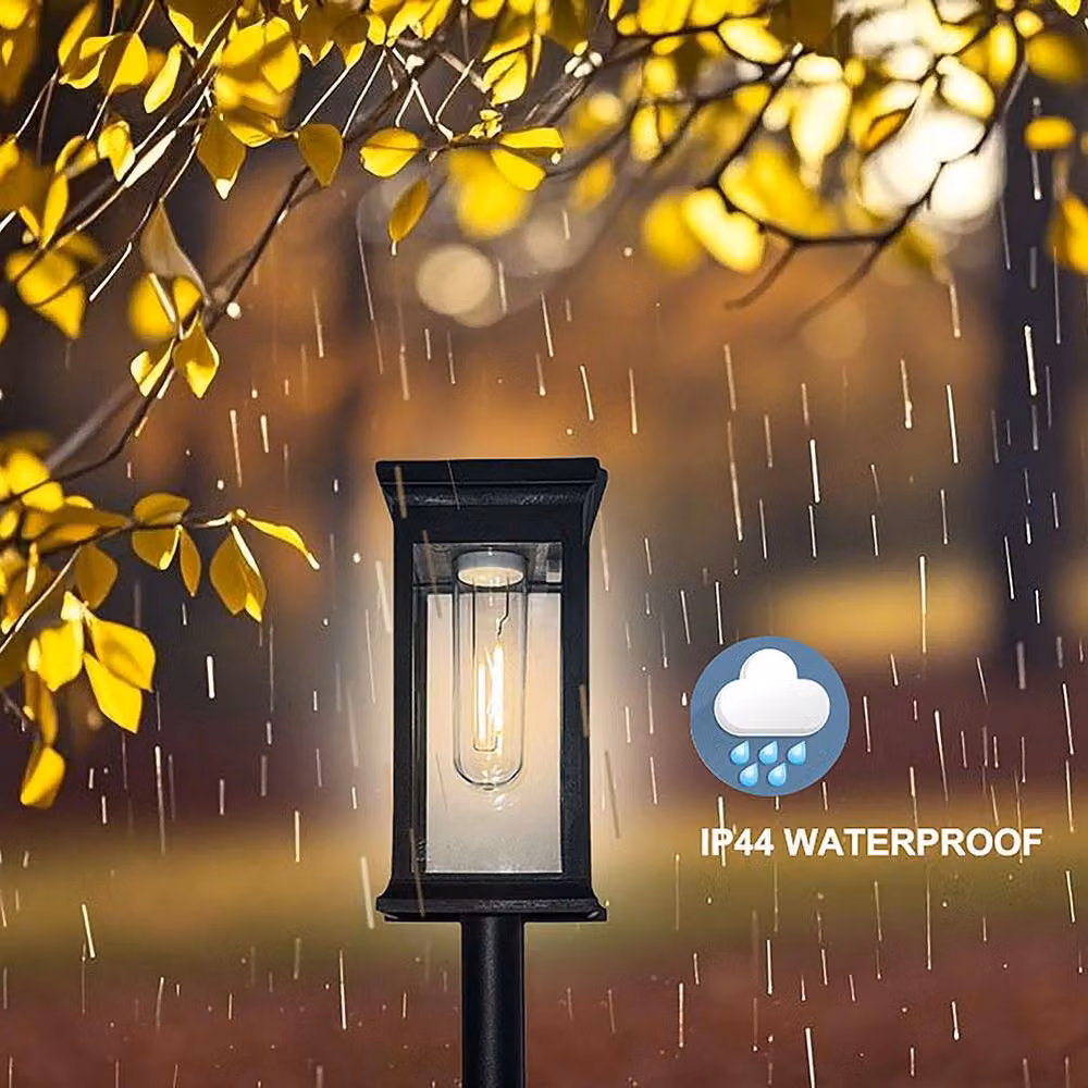 Bright Zeal Set of 2 Black Solar Path Lights with Warm White LED and Dusk Sensor, IP44 Waterproof, Height: 40 cm – 5