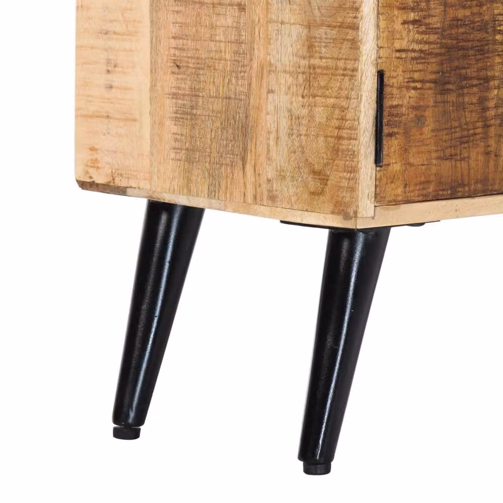 Berkfield Home Mid Century Solid Mango Wood TV Cabinet in Brown, W/D/H: 115 x 30 x 47 cm – 5