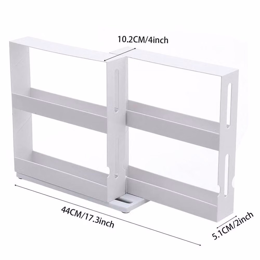 EONLION 2 Tier Kitchen Slide Out Spice Rack Storage Holder, White, Width: 100 cm – 2