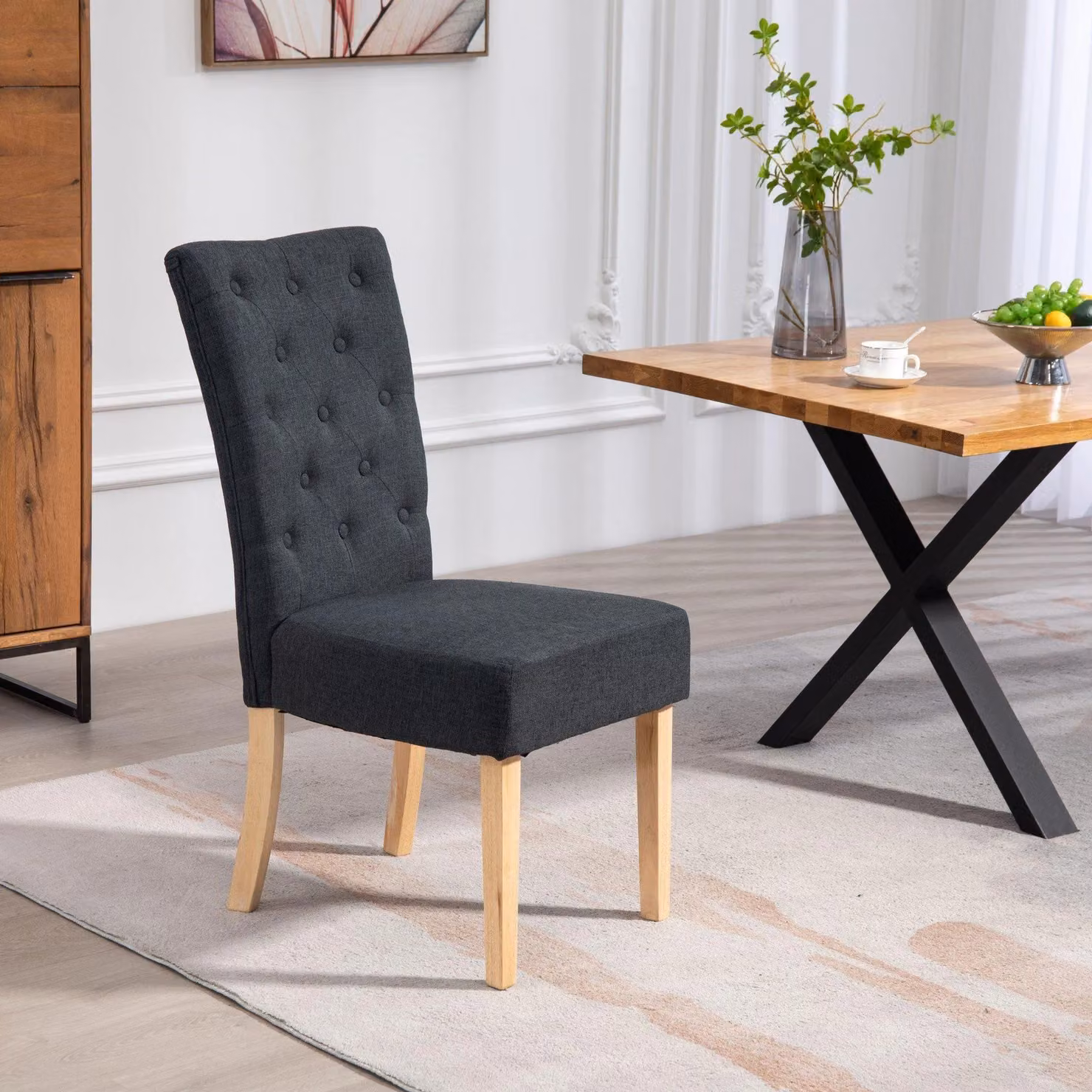 Artemis Home Set of 2 Pienza Fabric Dining Chairs in Black – 2