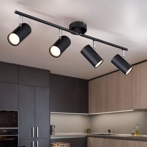Globo Lighting Allvi Modern Ceiling Spotlight Bar in Black with 4x GU10 Adjustable Lamps, W: 60 cm – 2
