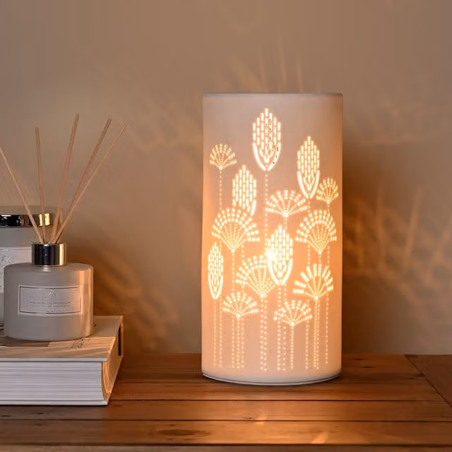 Widdop and Co Hestia White Ceramic Oval Tall Table Lamp