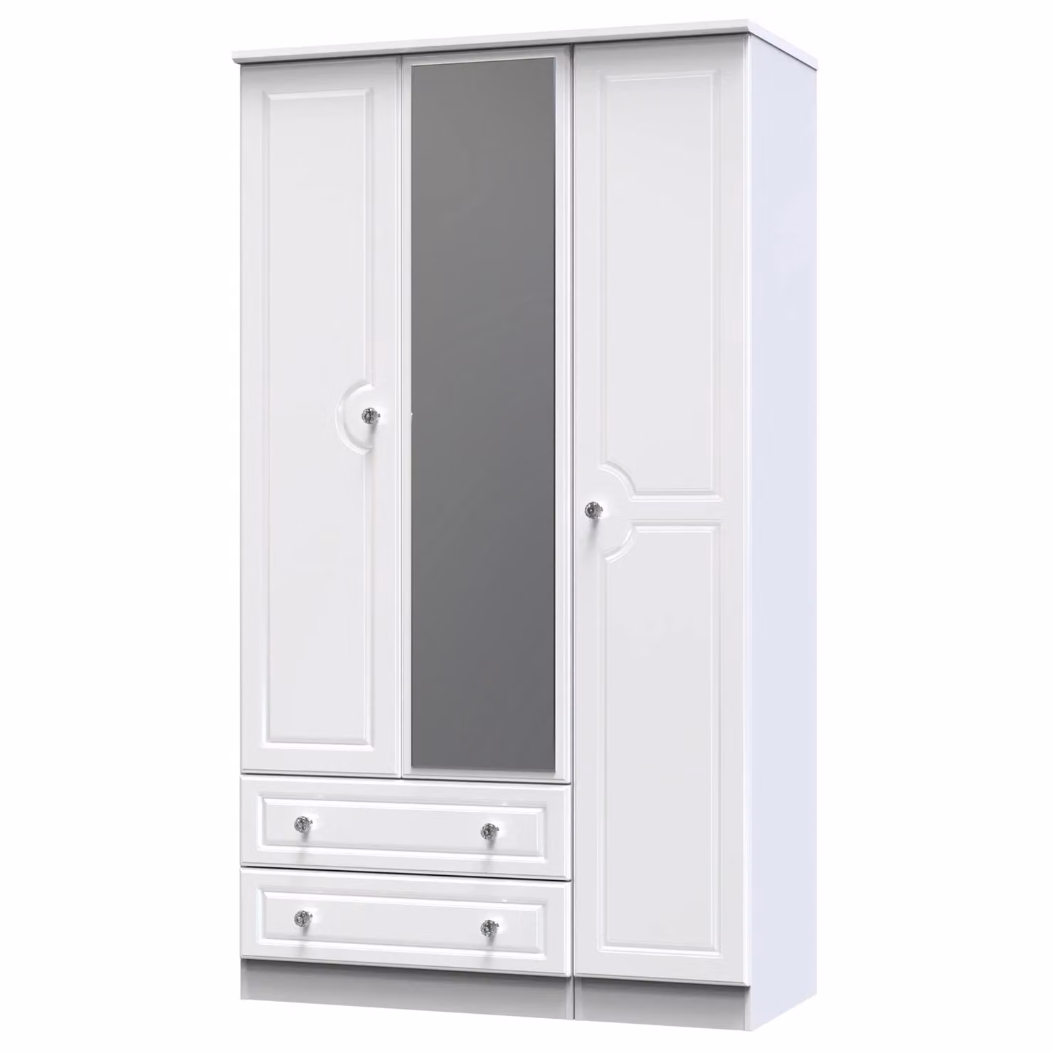 Ready Assembled 2 U Stratford Triple Mirror Wardrobe with 2 Drawers in White – 2