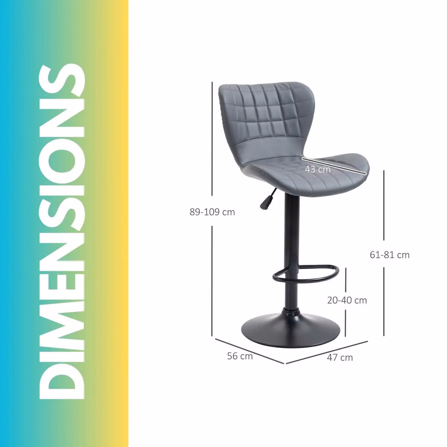 FURNOS Set of 2 Height Adjustable 360 Swivel Barstools with Backrest in Grey and White – 2