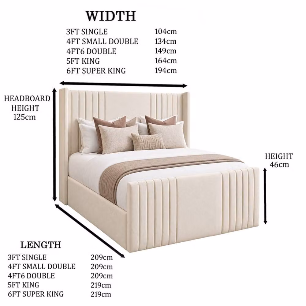 Desire Deco Carolyn Wingback Upholstered Panel Bed Frame in Light Beige, Small Double, W/D/H: 120 x 200 cm – 2