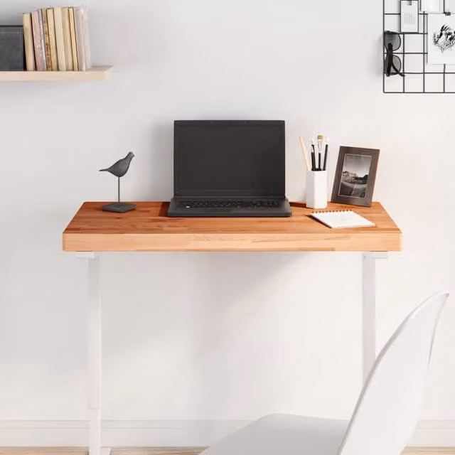 Berkfield Home Rectangular Solid Wood Beech Table Top, Brown, W: 80 cm, D: 40 cm, H: 4 cm