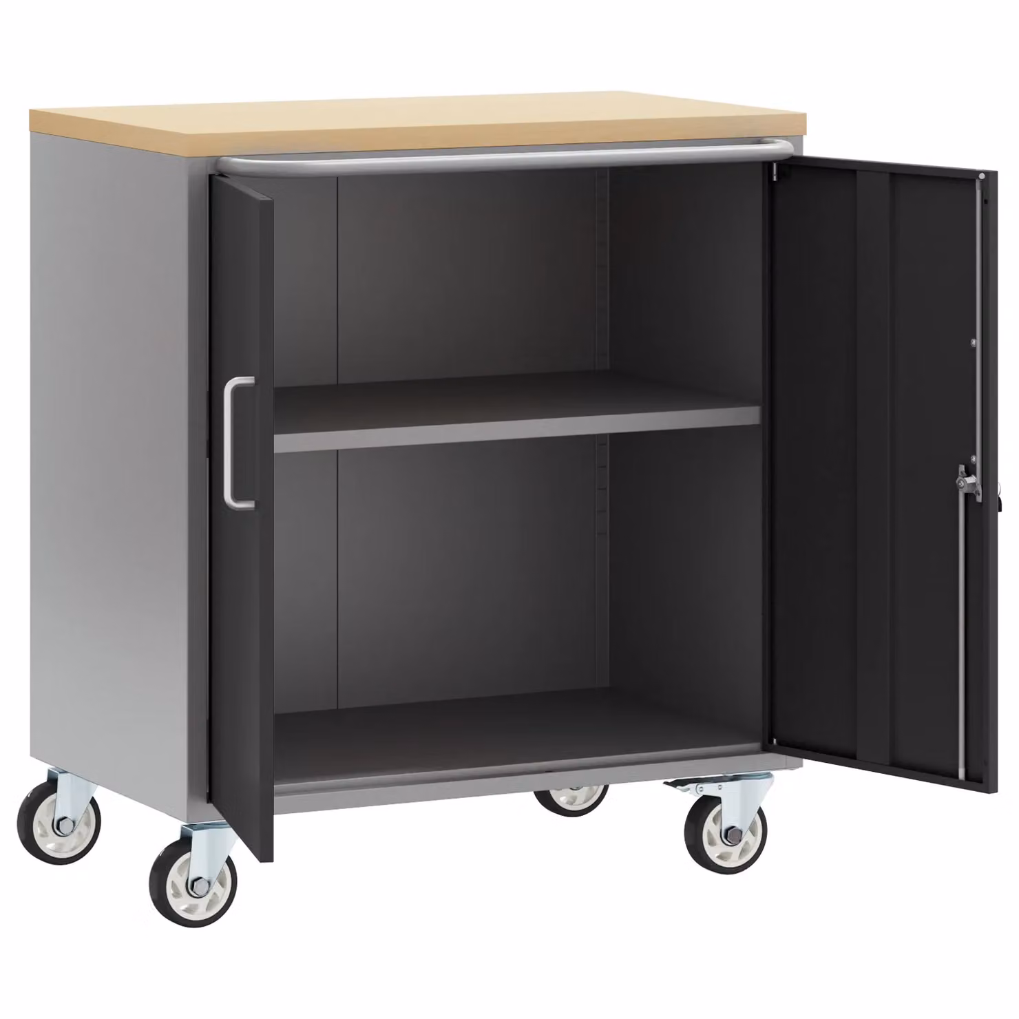 Berkfield Lockable Steel Tool Cabinet with Wheels, Black, W: 75 cm, D: 45 cm, H: 85 cm – 3
