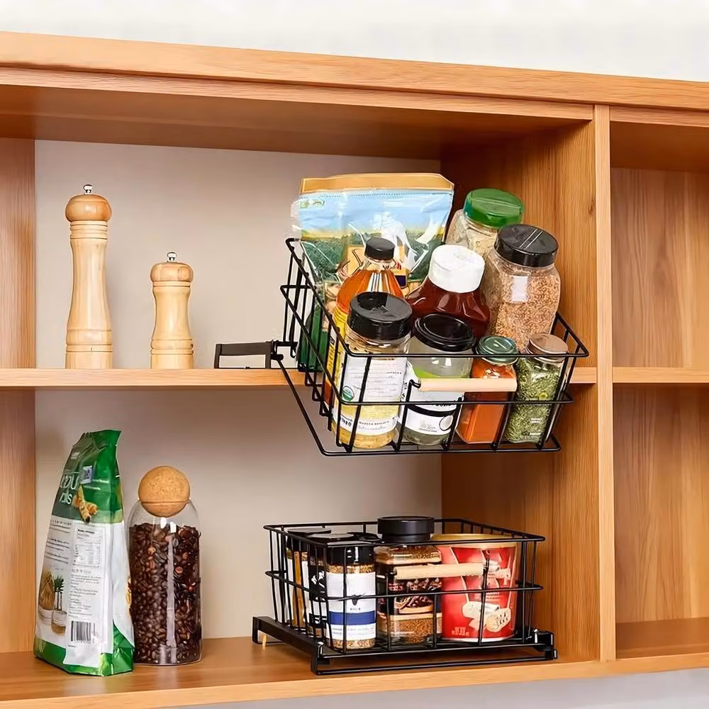 Havendro Metal Kitchen Pull-Out Storage Basket in Black – 4